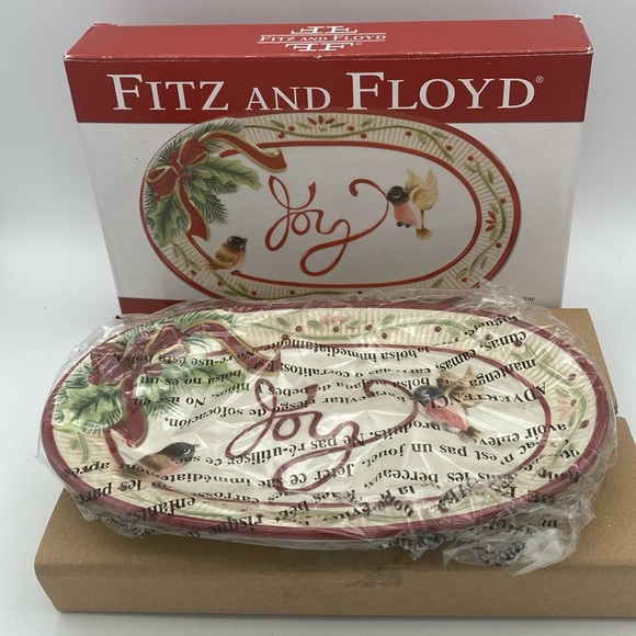 Fitz & Floyd Santa’s Forest Friends sentiment tray 9x6” new open box - Picture 1 of 10